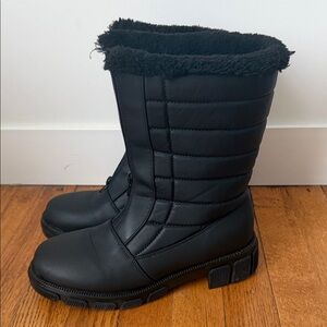 Cozy Black Quilted faux fur Women's Boots 8W